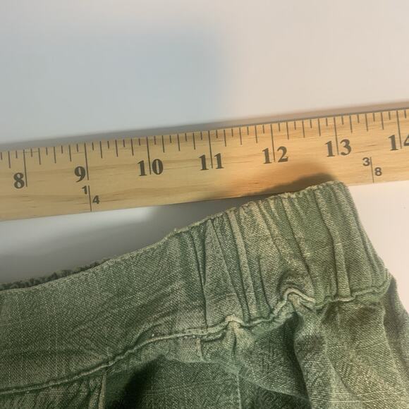 Anniewear Pants Womens Small Linen Blend Pull-on Tapered Capri Cropped Green - Picture 7 of 9